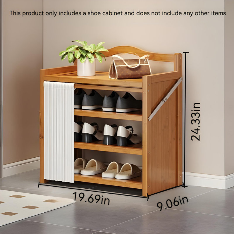 Foldable Shoe Rack - Pull To Use, Multi-Layer Simple Shoe Cabinet For Home Entrance, Tan