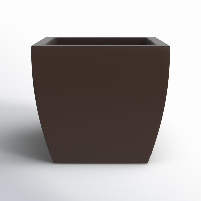 Alexy Pacifica Square Curved Planter Box, 11" H x 12" W x 12" D, Brown