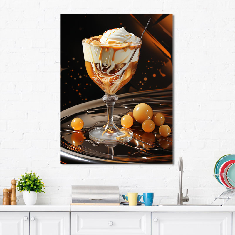 Brandy Alexander Creamy Caramel Cocktail II - Art mural cocktails, H 40 po x l 30 po x P 1,5 po