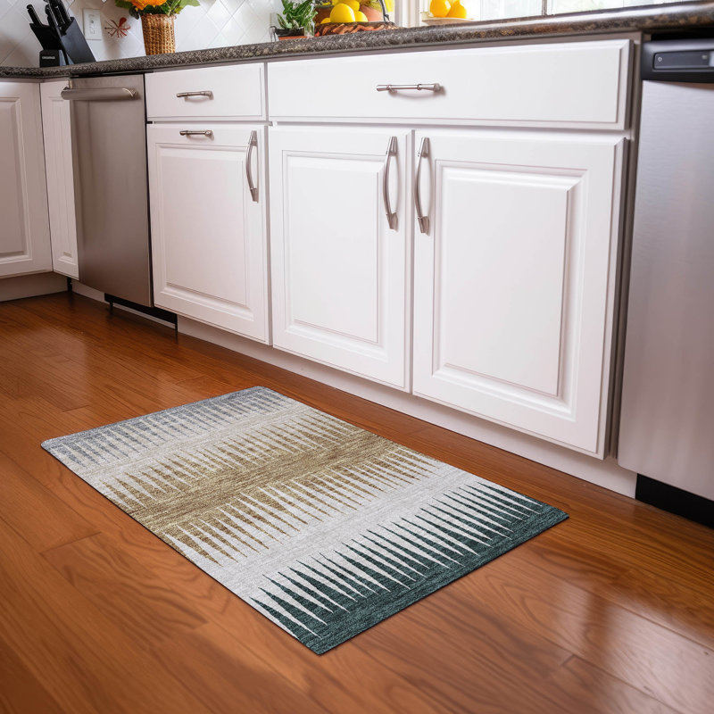 Premium Machine Washable Prisco Charcoal Rug, Rectangle 1'8" x 2'6"