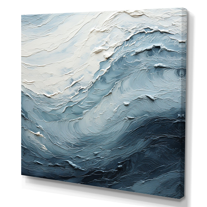 Minimalisme, peinture noire et bleue, vague II, Toile tendue, H 36 po x l 36 po x P 1,5 po