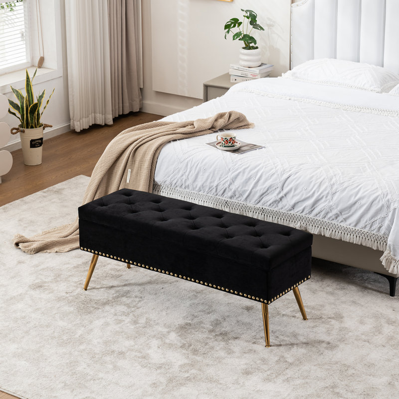 Banc de rangement, Noir, H 18 po x l 46 po x P 15,5 po