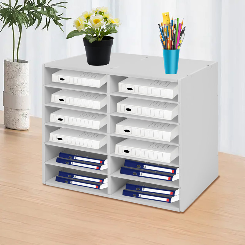 Kinlea 12-grid Desktop File Organizer, White