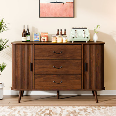 47.2'' Sideboard With 3 Drawers & 2 Curved Side Cabinet