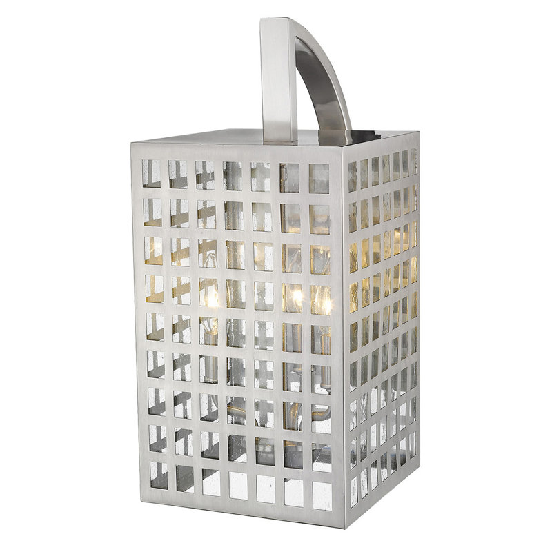 Lanterne murale d'extérieur 3 lumières Hobbs, Nickel satiné