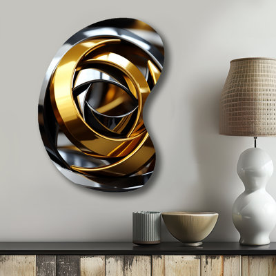 Tourbillon doré futuriste circulaire de Chevalier - forme abstraite de spirales en spirale - art mural asymétrique en métal