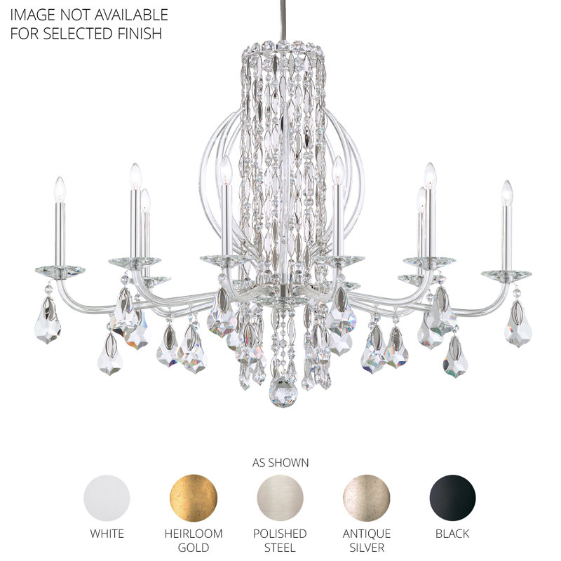 Siena 10 Light 40.5in x 30in Chandelier with Crystal Tusks in Antique Silver with Clear Radiance Crystals, Czech