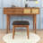 Makeup Vanity Set with Flip‑Top Mirror, Upholstered Stool, Drawers and Rattan Details