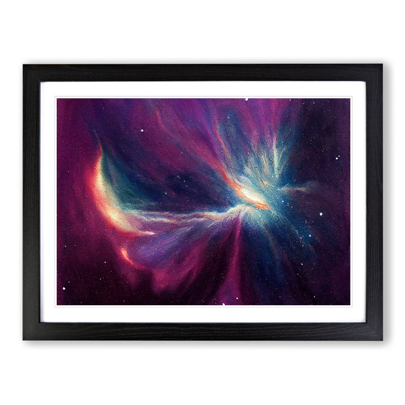 Galaxy Watercolour Vol.5 - Single Picture Frame Print, 25cm H x 34cm W x 2cm D, Black Framed