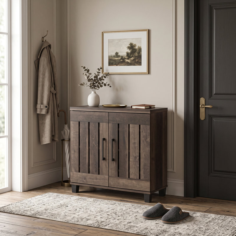 Armoire de rangement pour chaussures 12 paires Banos, Chêne cendré