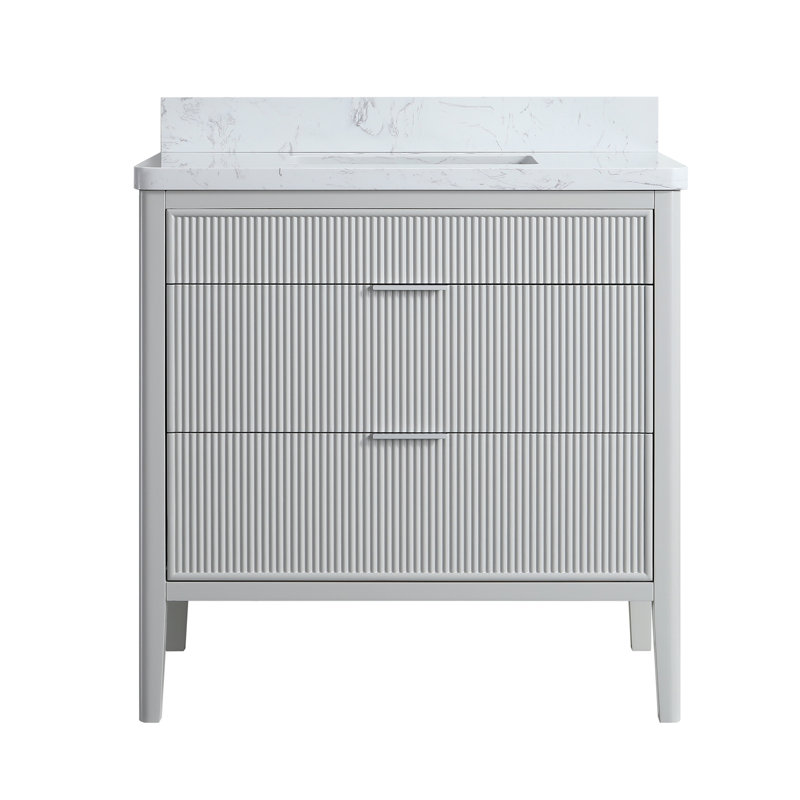 Meuble-lavabo autoportant à simple cuve, Gris, 36"