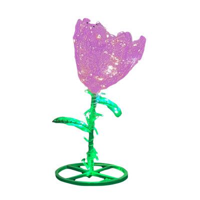 Décoration de jardin sur pied tulipe rose 2 pieds à DEL