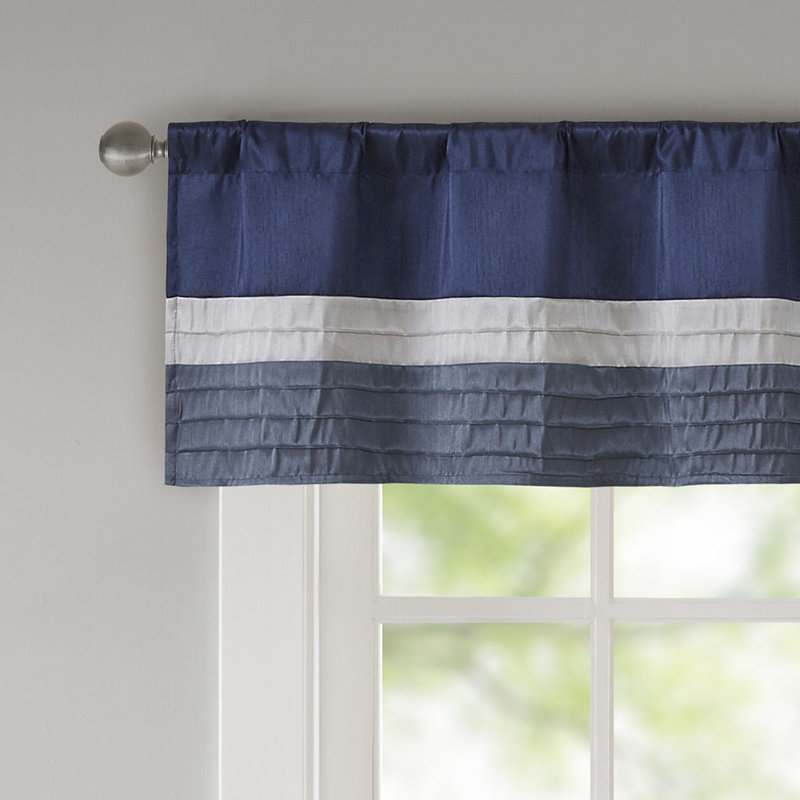 Cantonnière à passe-tringle Nixon Polyoni Ebern Designs, Bleu marine
