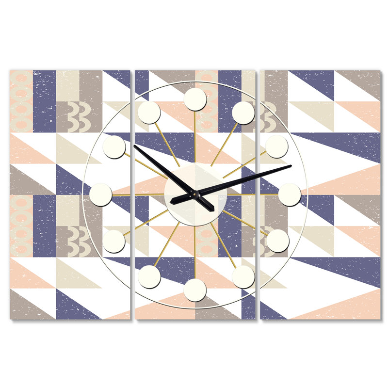 Très grande horloge murale rétro géométrique x Mid-Century