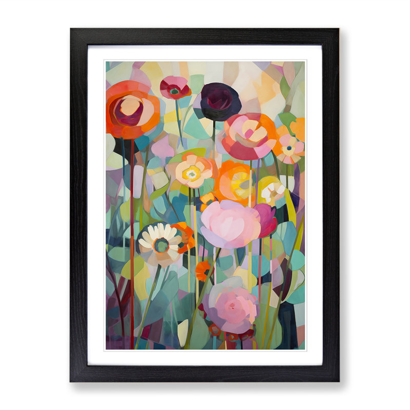 FRM-V0523-946X Flowers Orphism Design Vol.11 1 Piece Single Picture Frame Wall Art, 46cm H x 34cm W x 2cm D, Black