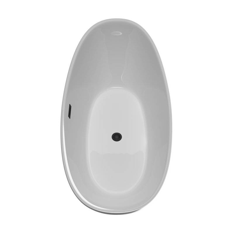 Dorrit 60" x 32" Freestanding Soaking Acrylic Bathtub with Faucet, Brushed Nickel, Brushed Nickel