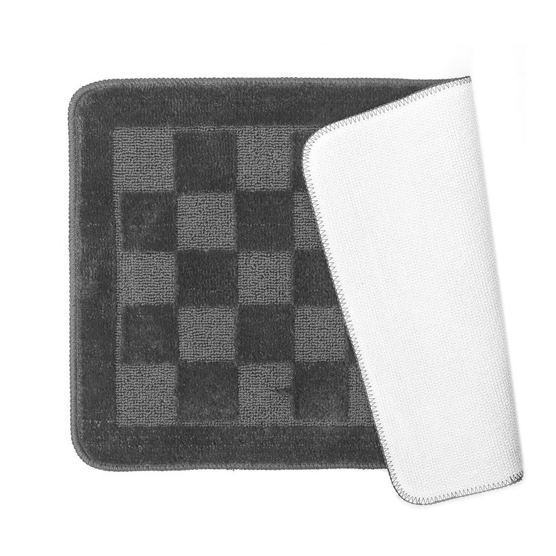 Ensemble de bain 3 pièces: tapis de bain à carreaux antidérapant, grand tapis de contour et housse de siège de toilette, Gris