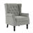 Duward Upholstered Light Gray Button Tufted Wingback Accent Chair with Rolled Arm and Thick Padded Cushion-446546677