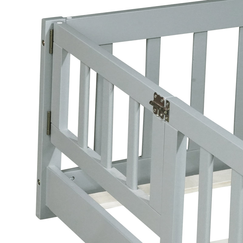 Lit pour enfant avec plateforme de sécurité et porte pour chambres à coucher, Simple, Gris