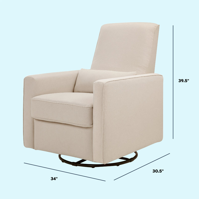 Navy Swivel Recliner with Plush Pop-Up Leg Rest and Metal Frame