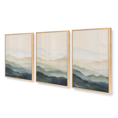 Ensemble de 3 estampes Silent Serenity dans un cadre de citronnelle, 16 po x 12 po