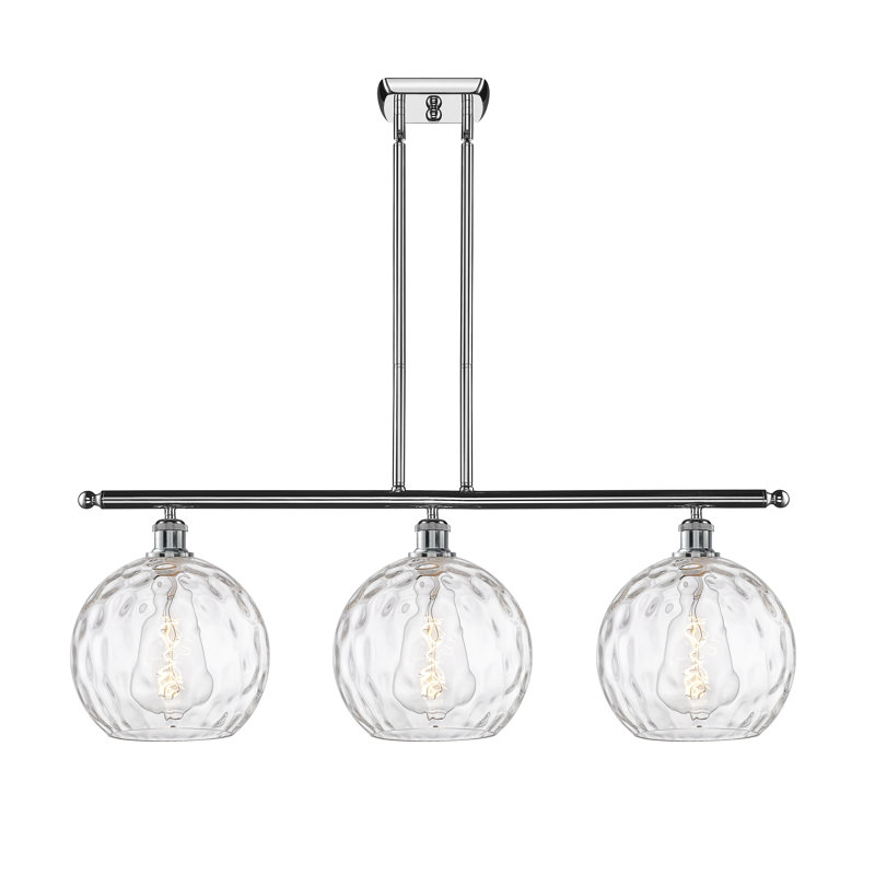 Luminaire suspendu linéaire à 3 lumières pour îlot de cuisine Cindi, Ampoule non incluse, Chrome poli