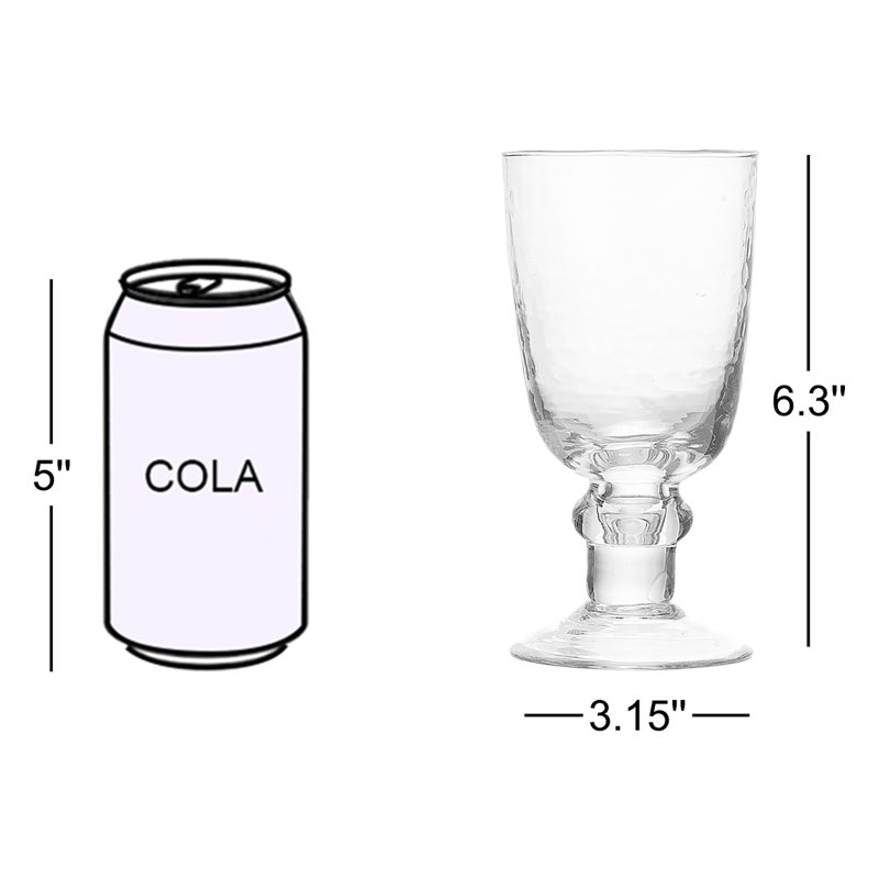 Clear Hammered Glass 12oz Goblet Set of 4