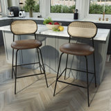 Rattan Back Bar Stool