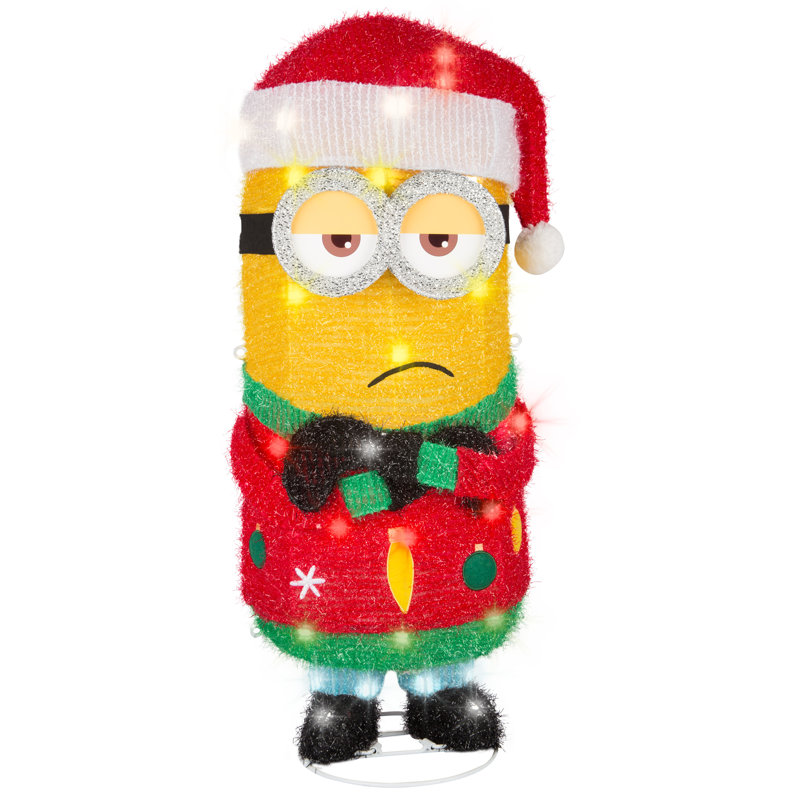 Sculpture de Noël Holiday Tinsel Minion Kevin dans le chapeau du Père Noël Universal