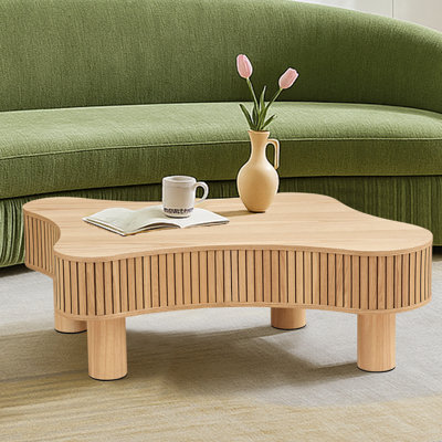 Table basse moderne en bois, table basse de forme irrégulière