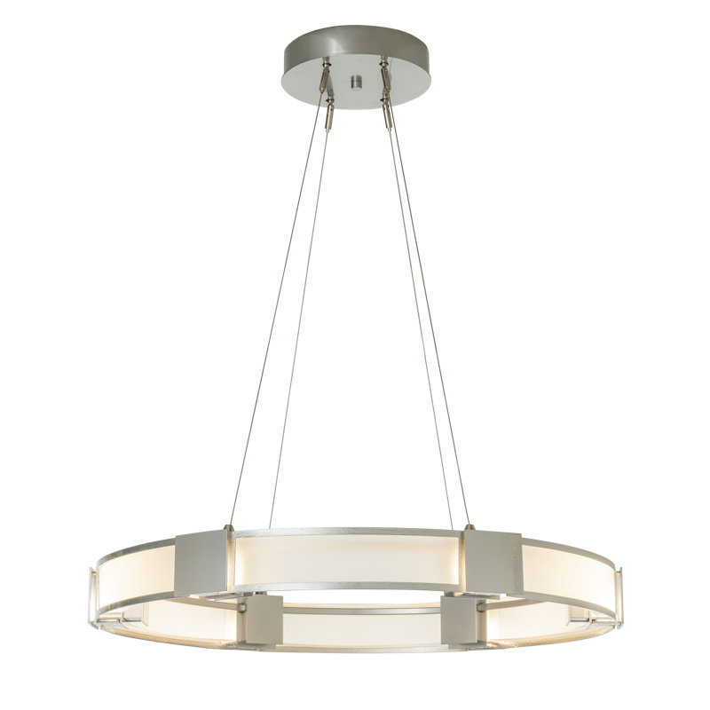 Aura Glass Ring Chandelier, Frosted Glass, Sterling