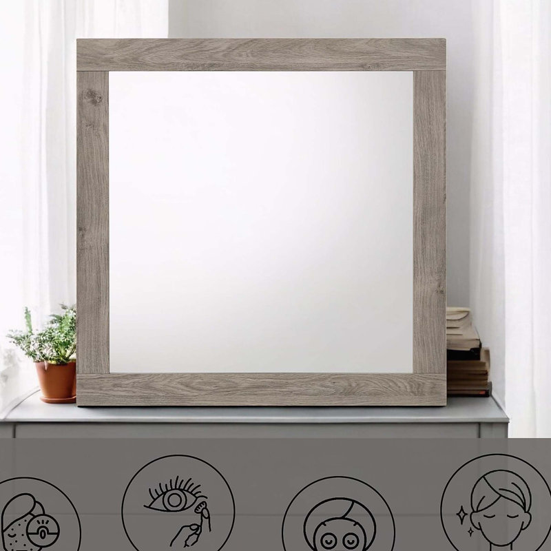 Miroir Mari, Gris clair, Carrée, 35 po x 35 po