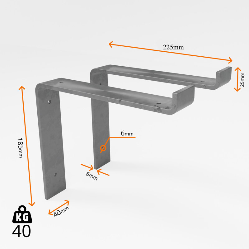 6 Pcs Heavy Duty Shelf Brackets For Scaffold Board Shelving - Shelves Support Industrial Rustic Style, Raw Steel-Down