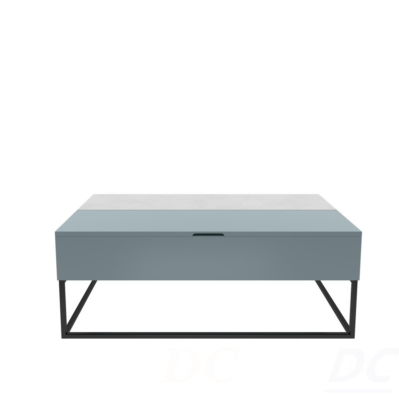 Table basse à plateau relevable Perry, Bleu / blanc