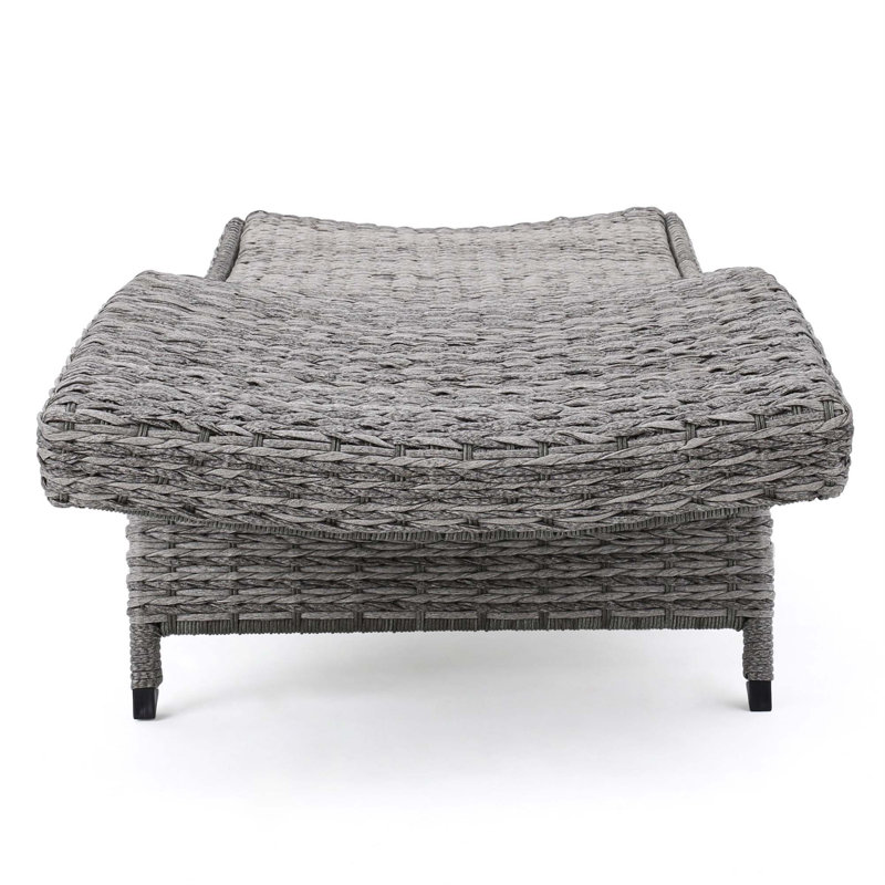 Chaise longue en osier crème, Noir, noir, noir, noir