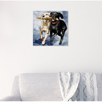 " Dogs And Puppies 'Playtime Blue' " Painting Print