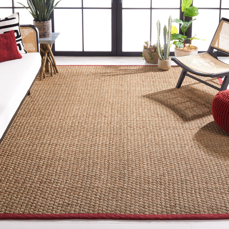 Debroh Natural / Red Fiber Seagrass Solid Color Rug
