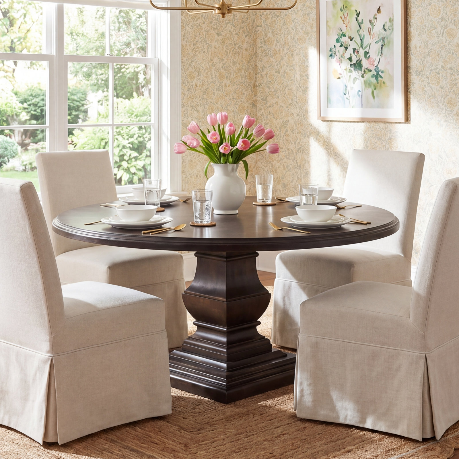Colbourne Round Dining Table, 72" L x 72" W