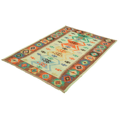 Tapis décoratif en laine noué à la main de conception unique 5 pi 6 po x 7 pi 9 po new age anatolian