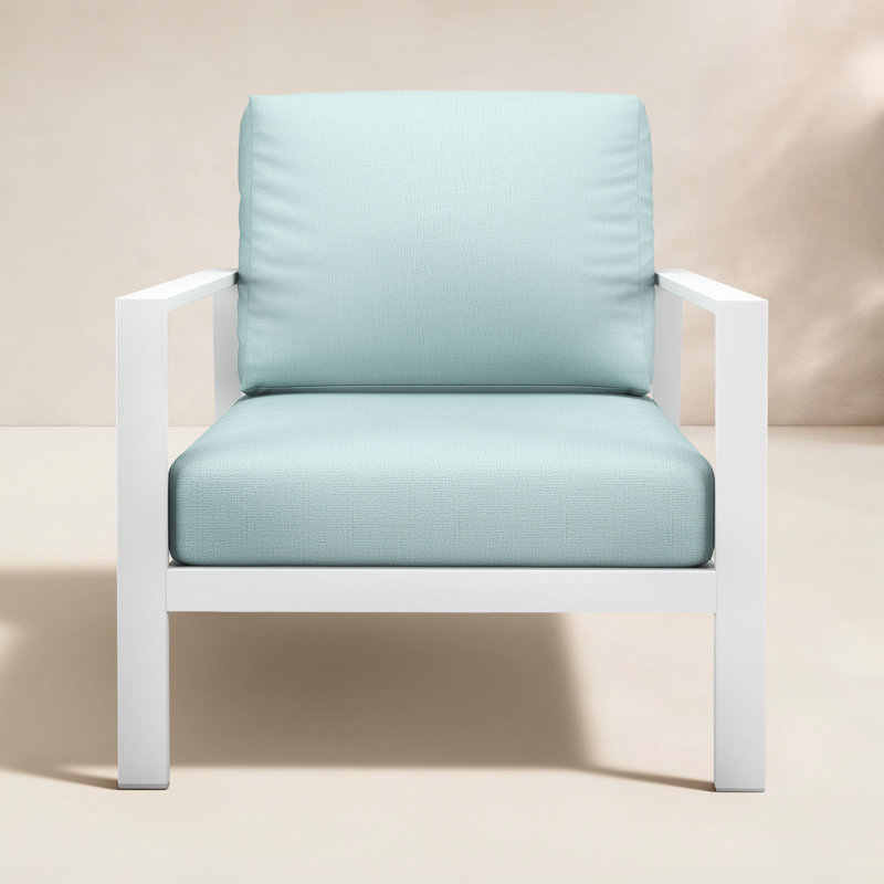 Townsend Weston Metal Outdoor Lounge Club Chair With Sunbrella Cushion, Bliss Dew, Not Included