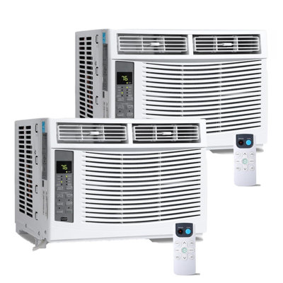 2 Pack 6000 BTU Window AC Unit - Cools 250 Sq Ft, Energy Efficient with Remote Control, Easy Installation for Bedrooms, Home Offices & Apartments