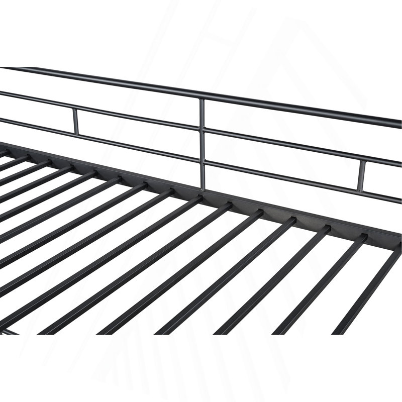 Twin Loft Bed Contemporary Style With Open Area Underneath Metal Structure, Black