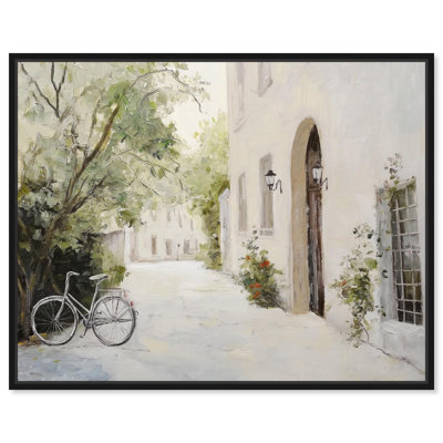 Art, paysage campagnard sur toile, coin pavé