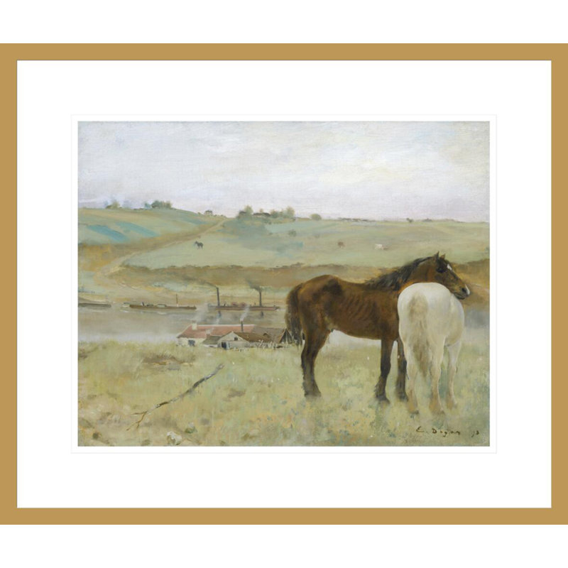 «Horses in a Meadow» par Edgar Degas, impression giclée encadrée, H 17,75 po x l 20,94 po