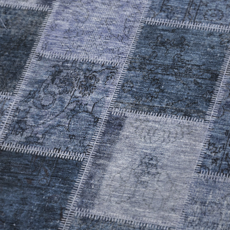 Jeté patchwork Addison Sherpa ASB772, Bleu