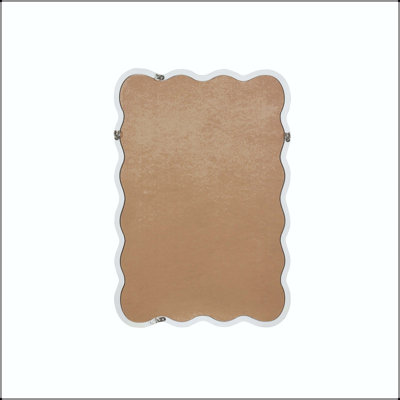 Wavy Rectangle Solid Wood Mirror in White (20x30)
