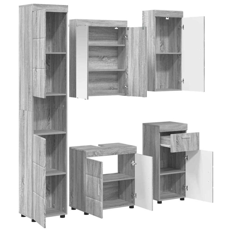Vanity & Mirror Set, Grey