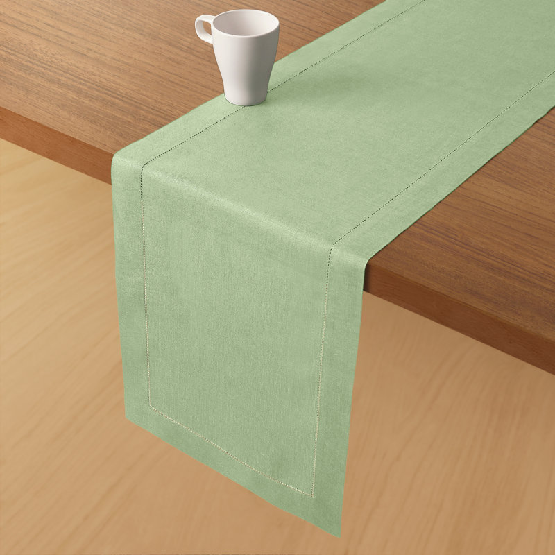 Chemin de table 100% lin D'Okok Homes, L 120 po x P 14 po, Vert sauge