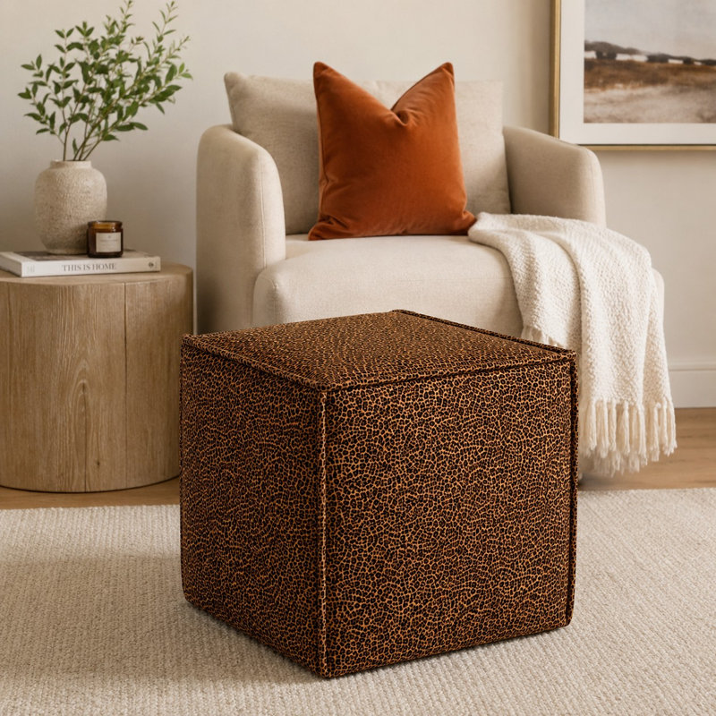Pouf Pontchartrain, velours léopard, Imprimé léopard