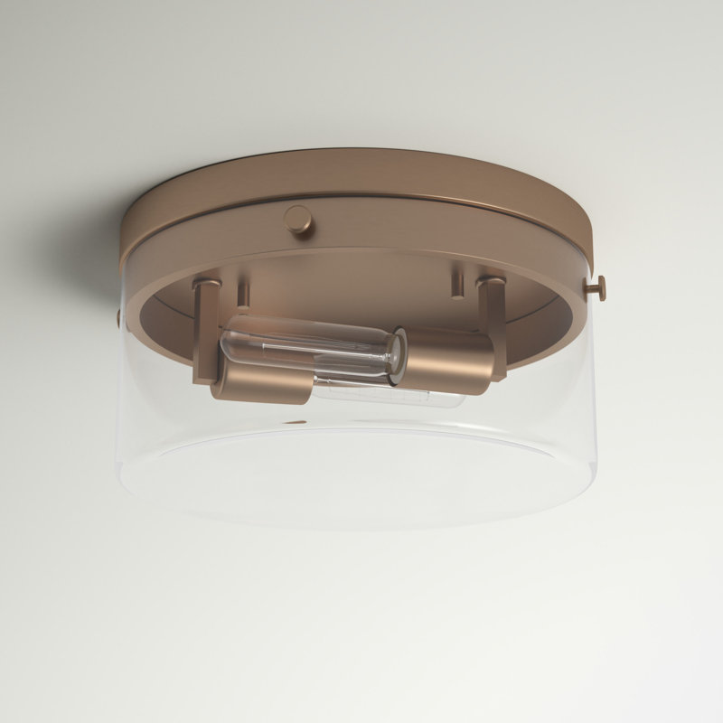 Barahona Flush Mount, 6" H x 11" W x 11" D, Burnished Brass